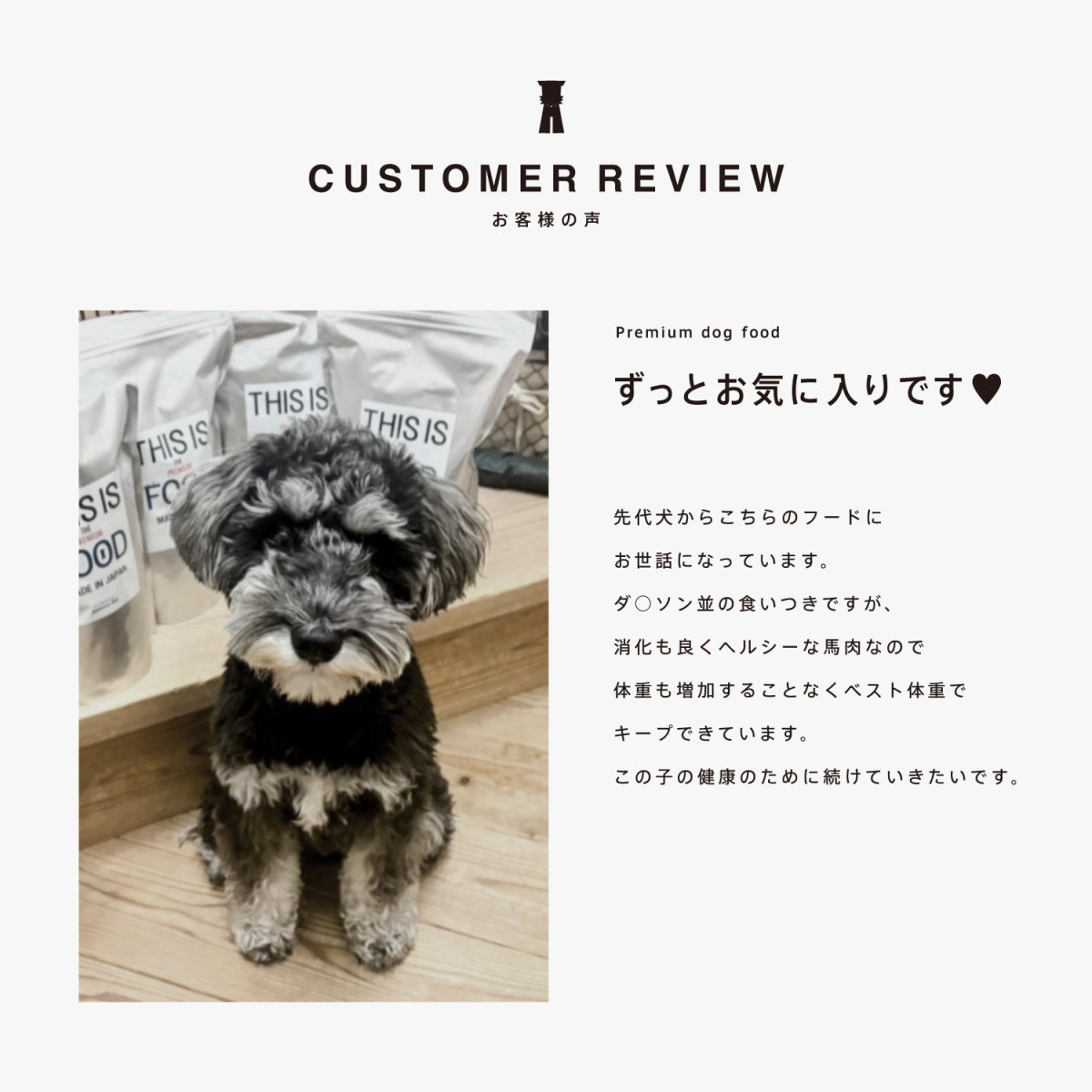 ミニチュアシュナウザーのレビュー、食いつきがいい、mmsu-ha、馬肉ドッグフード